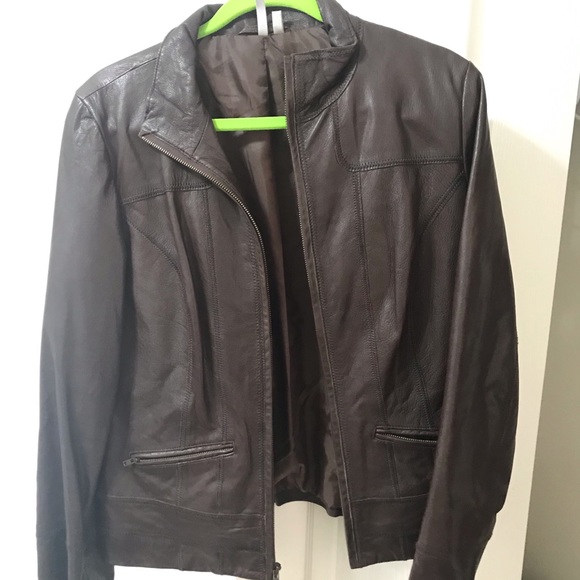 Caslan Leather Brown Jacket - Picture 1 of 5